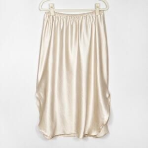 Vintage Perfectform Satin Slip Skirt Quiet Luxury Cream Midi 2X